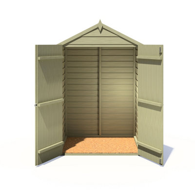 Shire 4x3 Overlap Double Door Windowless Apex Shed Pressure Treated - 4