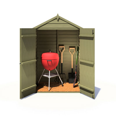 Shire 4x3 Overlap Double Door Windowless Apex Shed Pressure Treated - 5