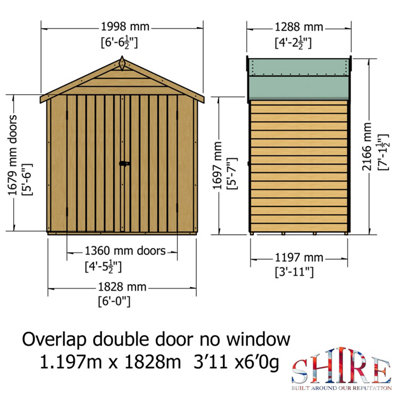 Shire 4x6 Overlap Double Door Windowless Shed Pressure Treated - 7
