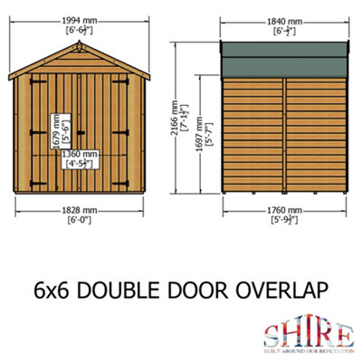 Shire 6x6 Overlap Double Door Windowless Garden Shed - 7