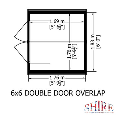 Shire 6x6 Overlap Double Door Windowless Garden Shed - 9