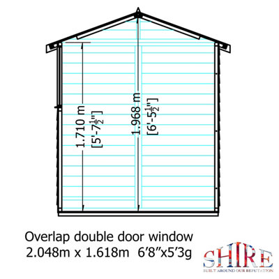 Shire 7x5 Overlap Double Door Shed with Windows - 7