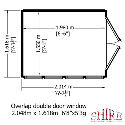 Shire 7x5 Overlap Double Door Shed with Windows - 8