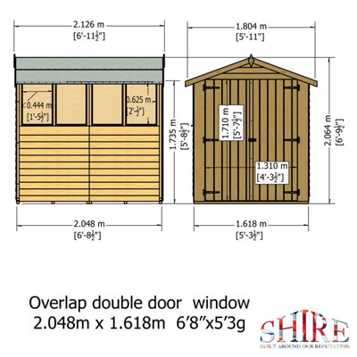 Shire 7x5 Overlap Double Door Shed with Windows - 9