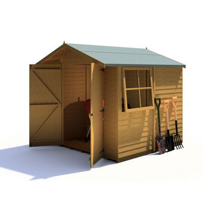 Shire 7x7 Overlap Pressure Treated Double Door Garden Shed with Windows - 3