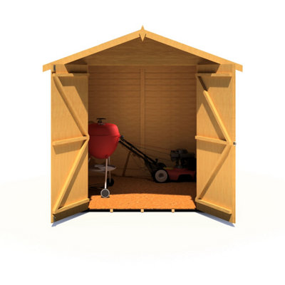 Shire 7x7 Overlap Pressure Treated Double Door Garden Shed with Windows - 5
