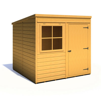 Shire 7x7 Pent Shiplap Garden Shed with Single Door and Window