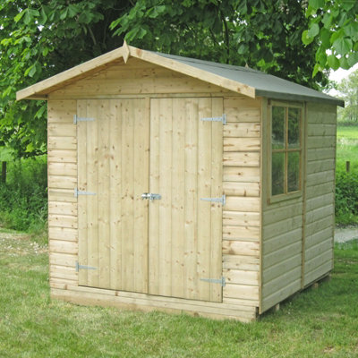 Shire 7x7 Pressure Treated Alderney Double Door Tongue And Groove ...