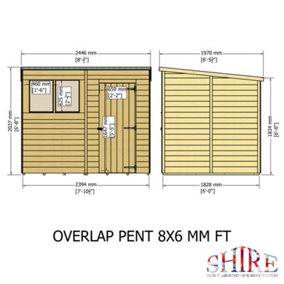 Shire 8x6 Overlap Pent Shed with Window - 5