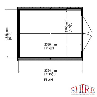 Shire 8x6 Overlap Premium Double Door Windowless Apex Shed Pressure Treated - 9