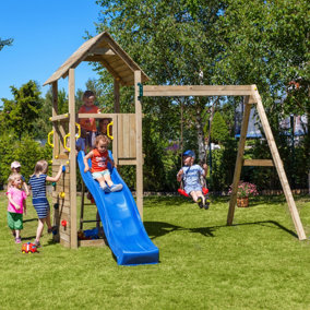 Shire Adventure Peaks Fortress  2 Climbing Frame with Swing, Slide and Climbing Wall