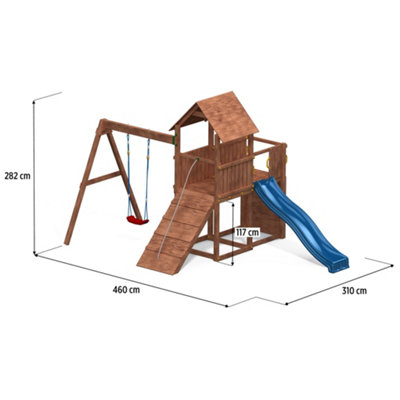 Shire Adventure Peaks Fortress 3 Climbing Tower with Swing, Slide Climbing Rope and Rock Wall