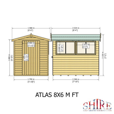 Shire Atlas Workshop Apex Shed Workshop 8x6 Single Door 12mm Shiplap - 5