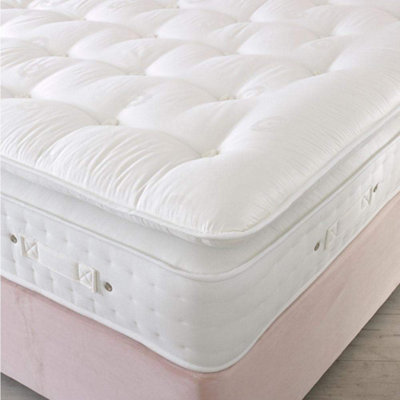 Shire Brecon 4000 Pocket Sprung Natural Fillings Pillow Top Divan Bed Set 3FT Single 2 Drawers Side- Plush Pink