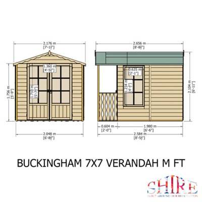 Shire Buckingham Summerhouse with Veranda 12mm T&G Cladding - 7