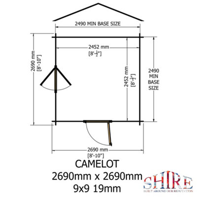 Shire Camelot 9x9 Log Cabin 19mm Logs - 8