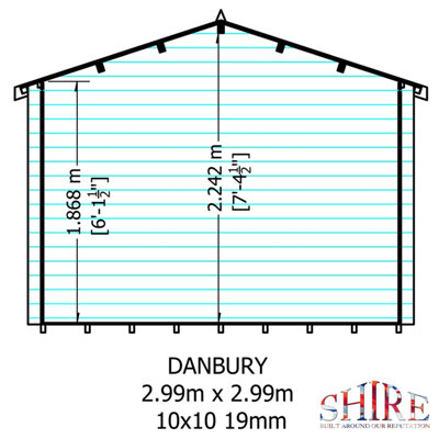 Shire Danbury 10x10 Log Cabin 19mm Logs - 6