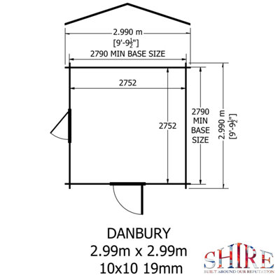 Shire Danbury 10x10 Log Cabin 19mm Logs - 7