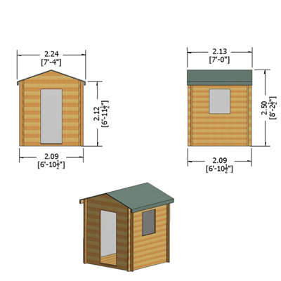 Shire Danbury 7x7 Log Cabin 19mm Logs - 3
