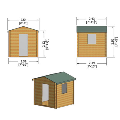 Shire Danbury 8x8 Log Cabin 19mm Logs - 5