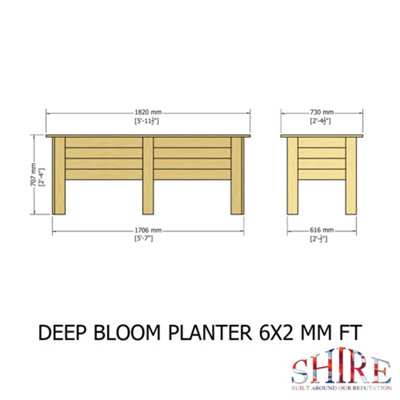 Shire Deep Root Planter 1.8m 6ft Pressure Treated Timber - 7