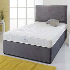 Shire Essentials Comfort Deep Quilted Sprung Divan Bed Set 3FT Single 2 Drawers Side- Wool Bronze