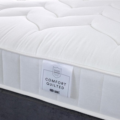 Shire Essentials Comfort Deep Quilted Sprung Divan Bed Set 4FT6 Double 4 Drawers- Wool Bronze