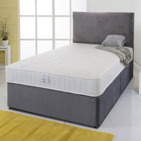 Shire Essentials Orthopaedic Sprung Memory Foam Divan Bed Set 3FT Single 2 Drawers Side- Wool Bronze