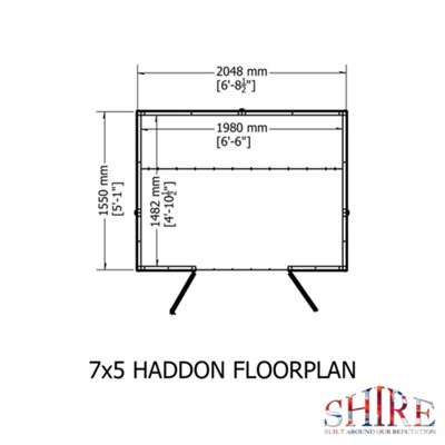 Shire Haddon 7x5ft Summerhouse with 12mm T&G Cladding and double doors - 7