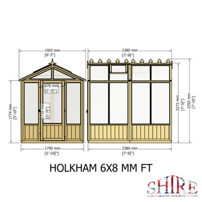 Shire Holkham 8x6 Wooden Apex Greenhouse - 6