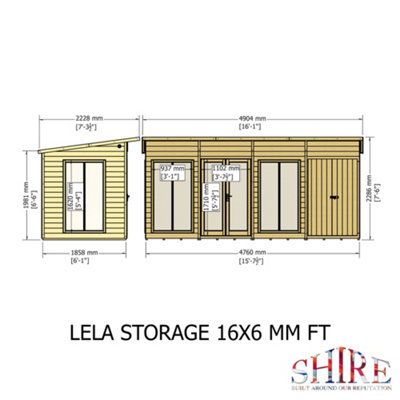 Shire Lela Summerhouse with storage shed 16x6 ft