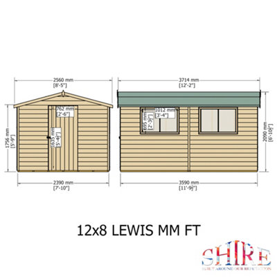 Shire Lewis 12x8 Shiplap Single Door Shed - 6