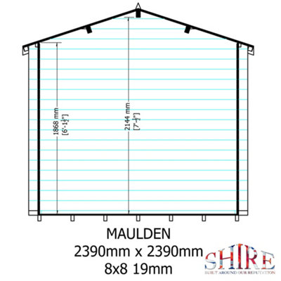 Shire Maulden 8x8 Log Cabin with Veranda 19mm Logs - 7