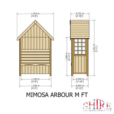 Shire Mimosa Garden Arbour Seat Pressure Treated - 7