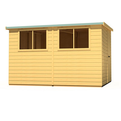 Shire Norfolk Workshop Pent Shed 10x10 Double Door 12mm Shiplap Style B