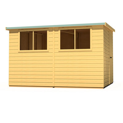 Shire Norfolk Workshop Pent Shed 10x10 Double Door 19mm Loglap Style B - 4