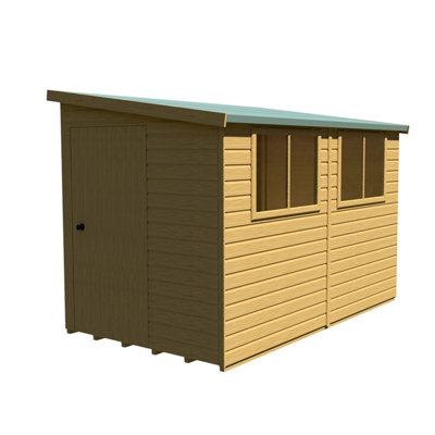 Shire Norfolk Workshop Pent Shed 10x6 Double Door 19mm Loglap Style A