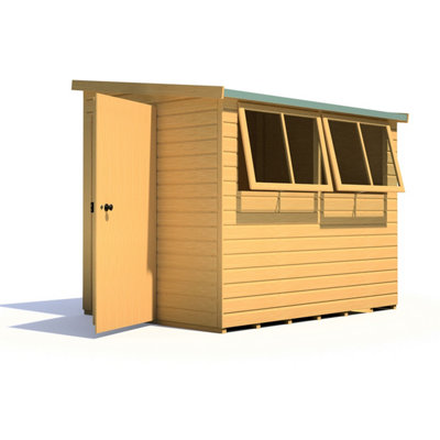 Shire Norfolk Workshop Pent Shed 8x6 Double Door 19mm Loglap Style A