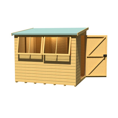 Shire Norfolk Workshop Pent Shed 8x6 Single Door 12mm 12mm Shiplap Style B