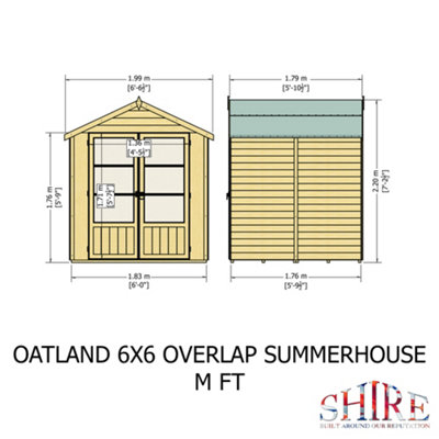 Shire Oatland 6x6 Apex Overlap Wooden Summer house - 5