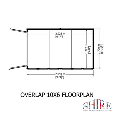 Shire Overlap 10x6 Double Door Shed with Windows - 8