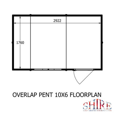 Shire Overlap 10x6 Single Door Pent Shed with Window - 7
