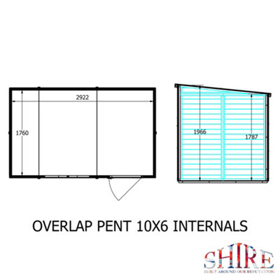Shire Overlap 10x6 Single Door Pent Shed with Window - 8