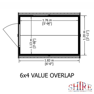 Shire Overlap 6x4 Single Door Windowless Value Garden Shed