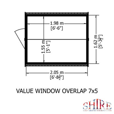 Shire Overlap 7x5 Single Door Value Shed with Window - 9