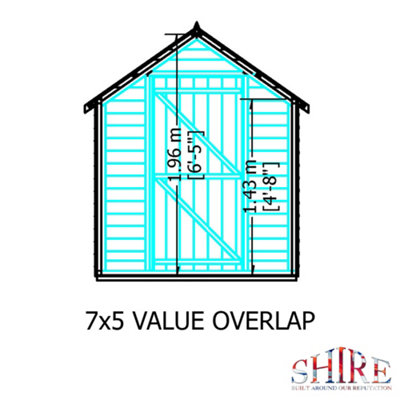 Shire Overlap 7x5 Single Door Windowless Value Garden Building - 9