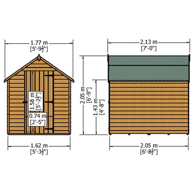 Shire Overlap 7x5 Single Door Windowless Value Pressure Treated Garden Shed - 6