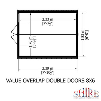 Shire Overlap 8x6 Double Door Value Windowless Shed - 7