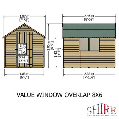 Shire Overlap 8x6 Single Door Value Shed with Window - 8