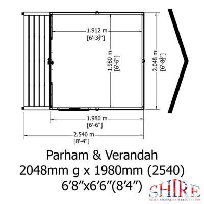 Shire Parham 7x8ft Summerhouse and Verandah 12mm Cladding - 9